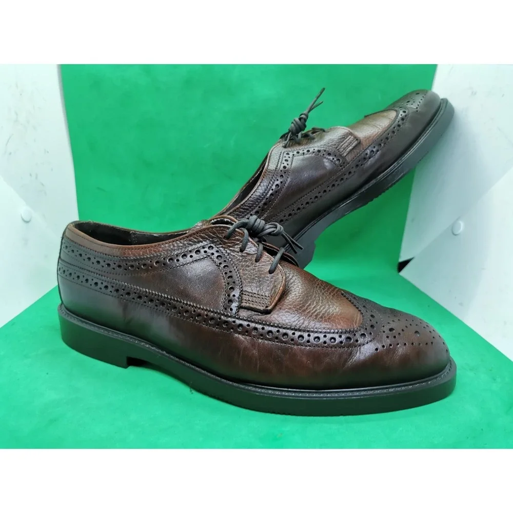 Vintage Dexter USA Mens Brown Leather Wingtip Oxford Dress Shoes Size 11.5 M